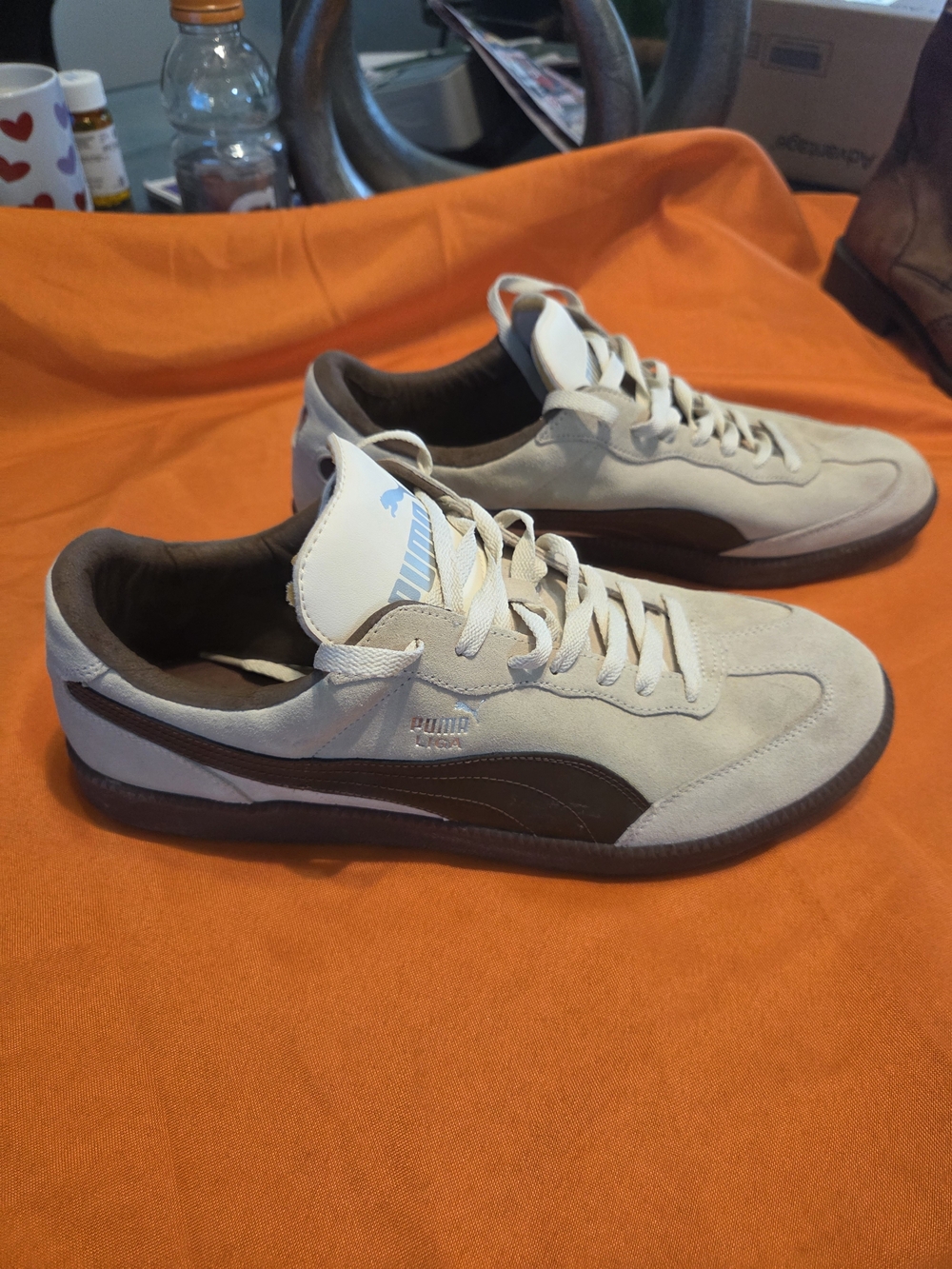 Puma Men's Suede Oxfords in Beige and Brown
